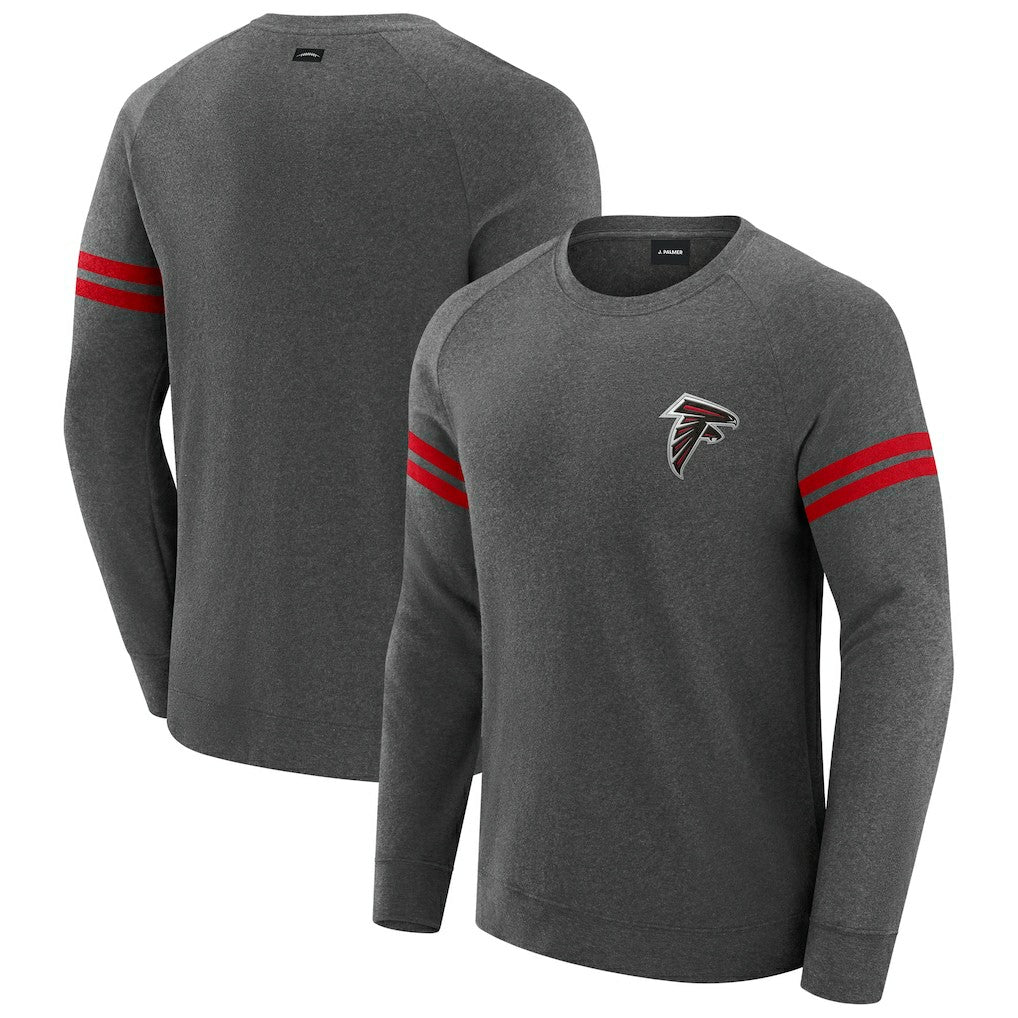 Atlanta Falcons J. Palmer Players Lounge Raglan Tri-Blend Sweatshirt - Dark Heather Gray - NFL