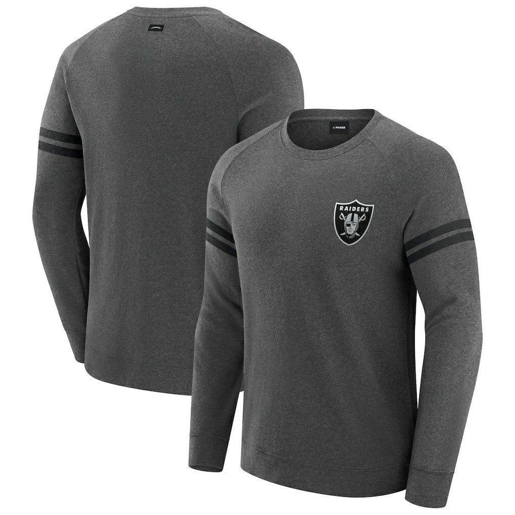 Las Vegas Raiders J. Palmer Players Lounge Raglan Tri-Blend Sweatshirt - Dark Heather Gray - NFL