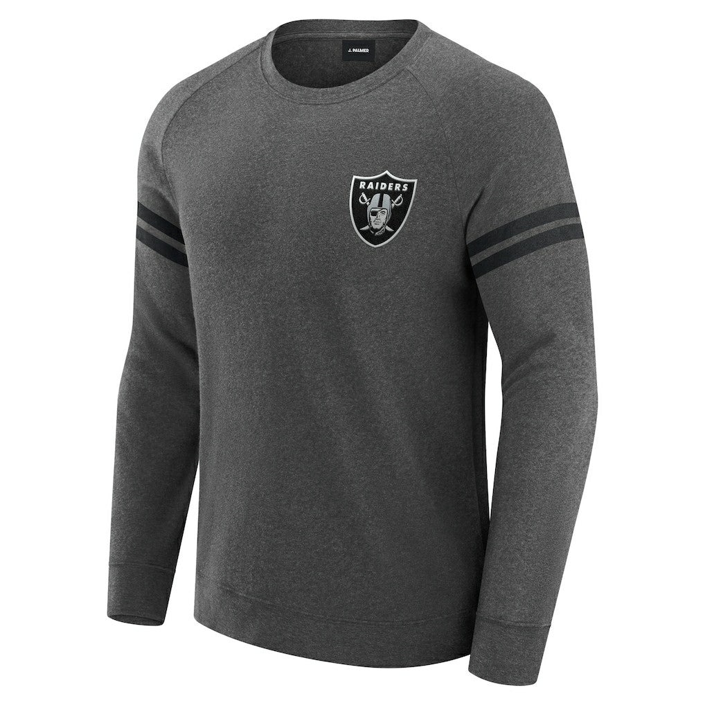 Las Vegas Raiders J. Palmer Players Lounge Raglan Tri-Blend Sweatshirt - Dark Heather Gray - NFL