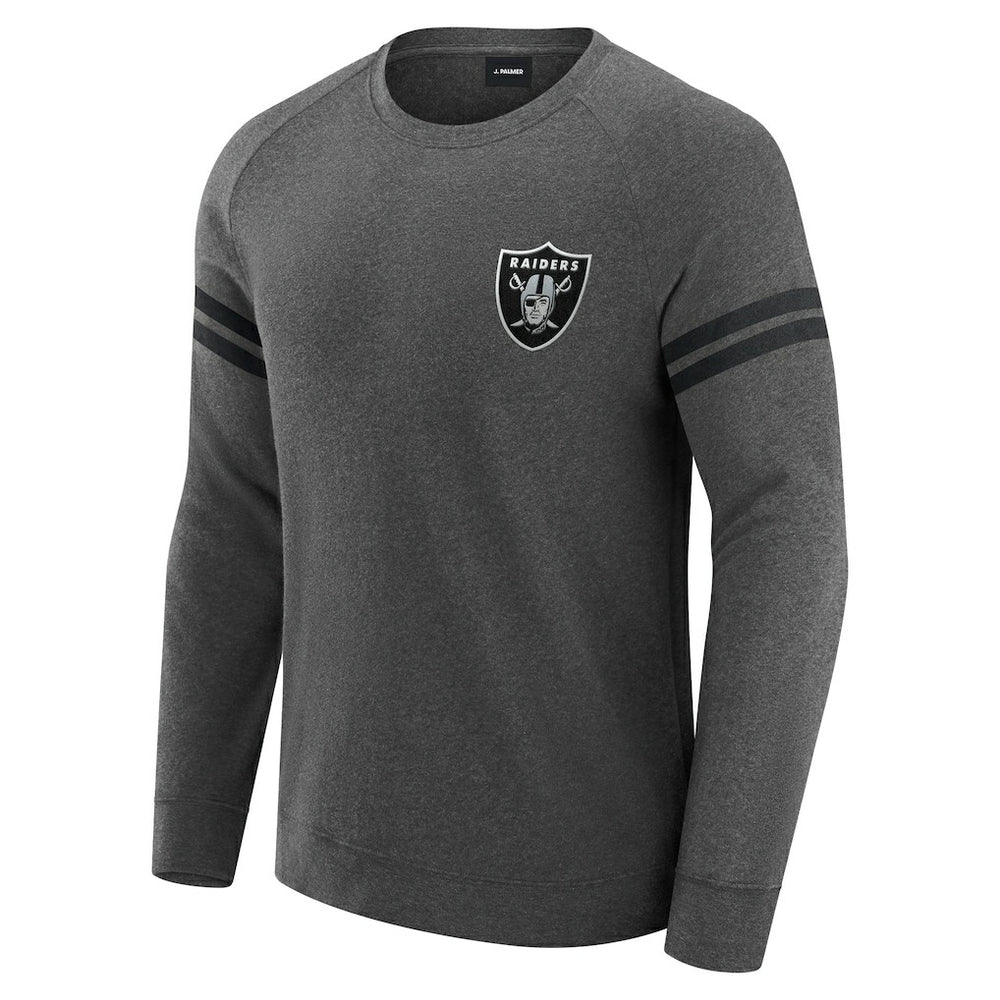 Las Vegas Raiders J. Palmer Players Lounge Raglan Tri-Blend Sweatshirt - Dark Heather Gray - NFL
