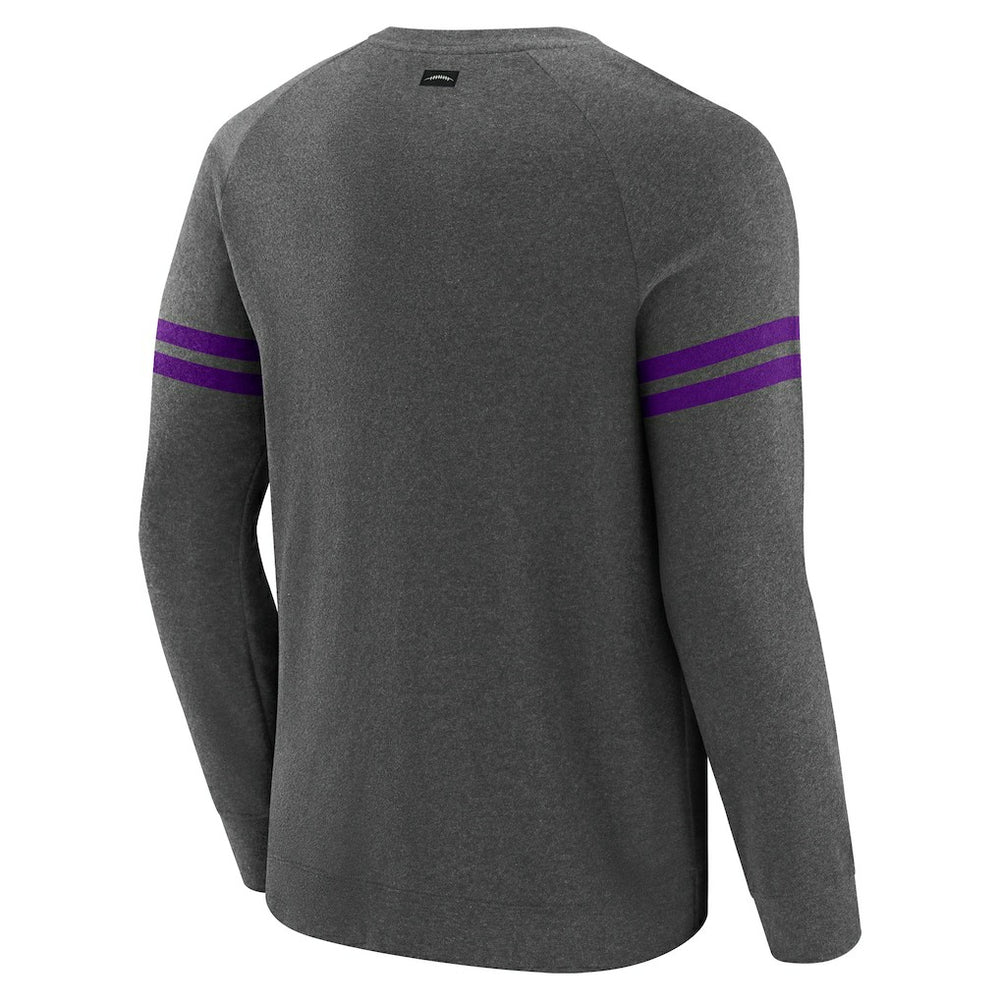 Minnesota Vikings J. Palmer Players Lounge Raglan Tri-Blend Sweatshirt - Dark Heather Gray - NFL