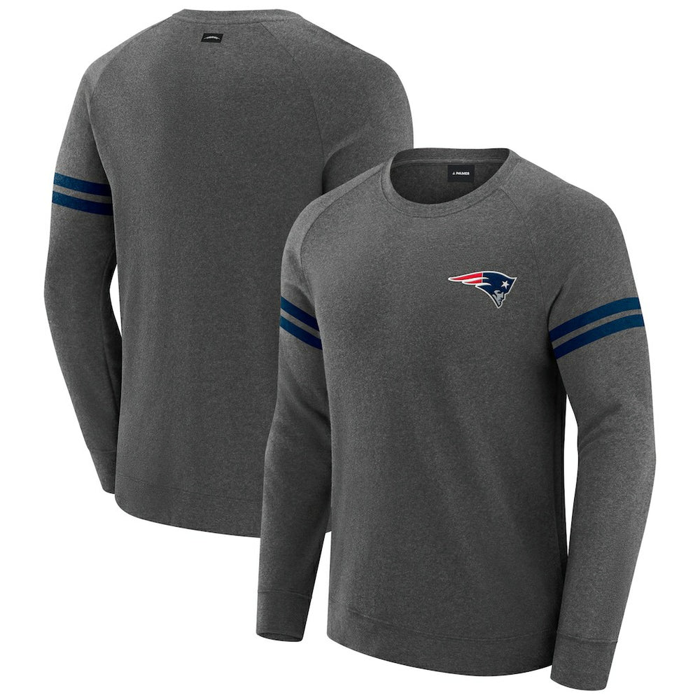 New England Patriots J. Palmer Players Lounge Raglan Tri-Blend Sweatshirt - Dark Heather Gray - NFL