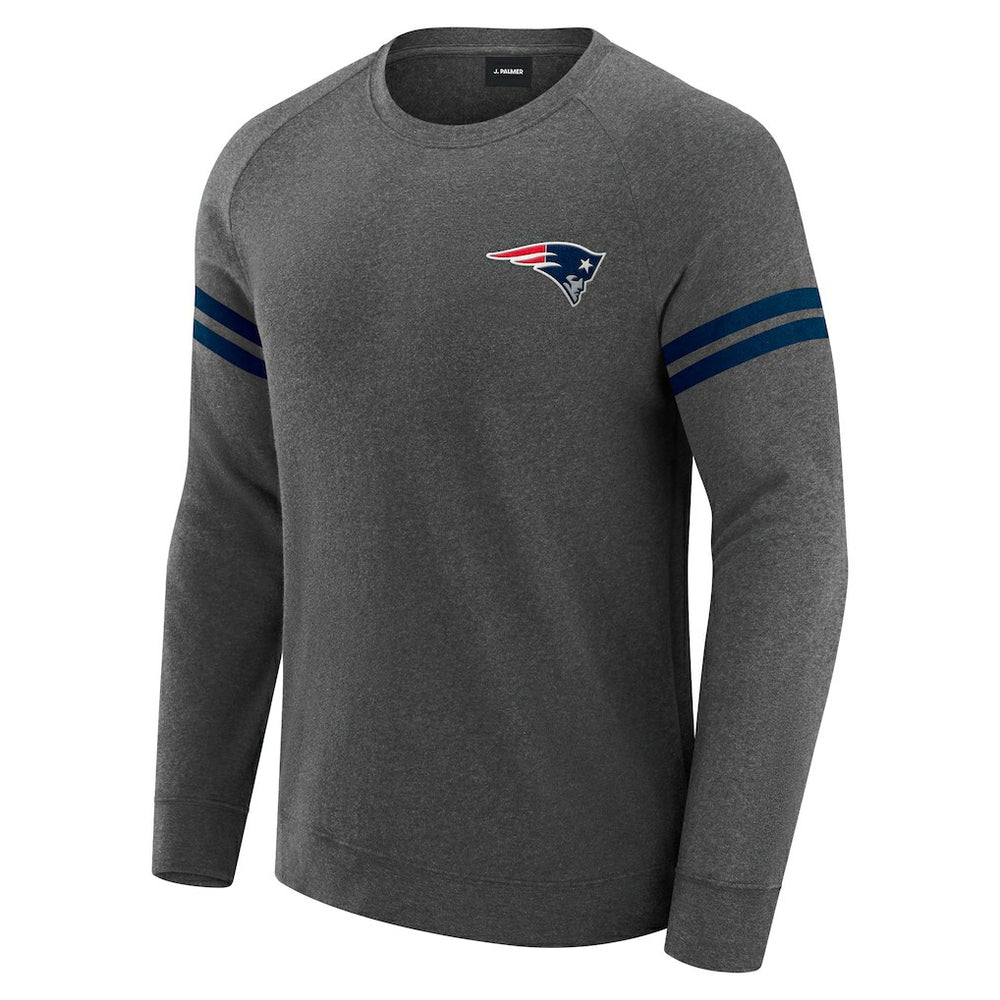 New England Patriots J. Palmer Players Lounge Raglan Tri-Blend Sweatshirt - Dark Heather Gray - NFL
