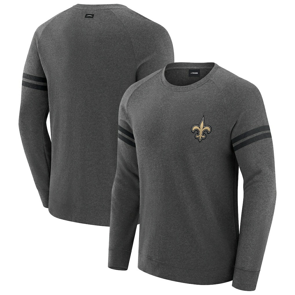 New Orleans Saints J. Palmer Players Lounge Raglan Tri-Blend Sweatshirt - Dark Heather Gray - NFL