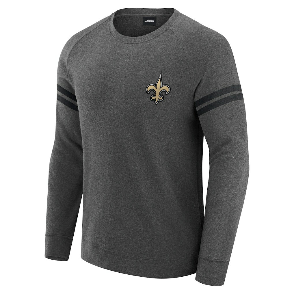 New Orleans Saints J. Palmer Players Lounge Raglan Tri-Blend Sweatshirt - Dark Heather Gray - NFL