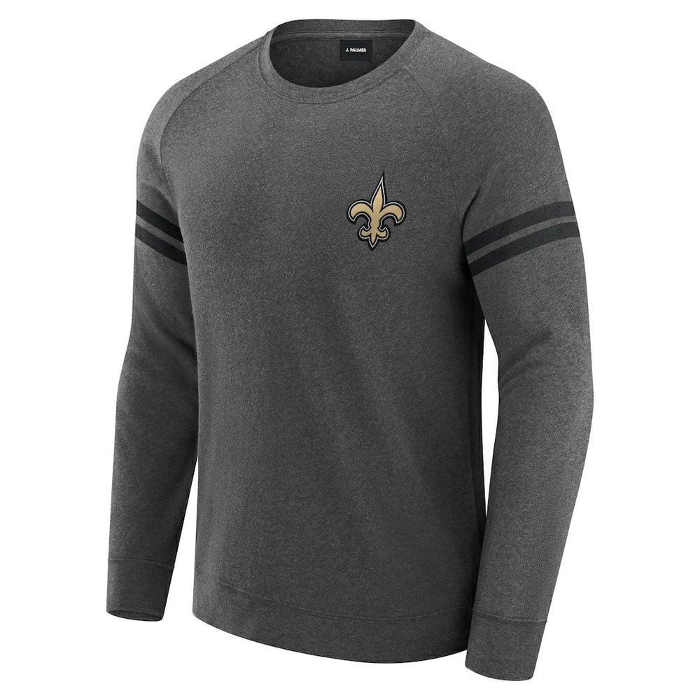 New Orleans Saints J. Palmer Players Lounge Raglan Tri-Blend Sweatshirt - Dark Heather Gray - NFL