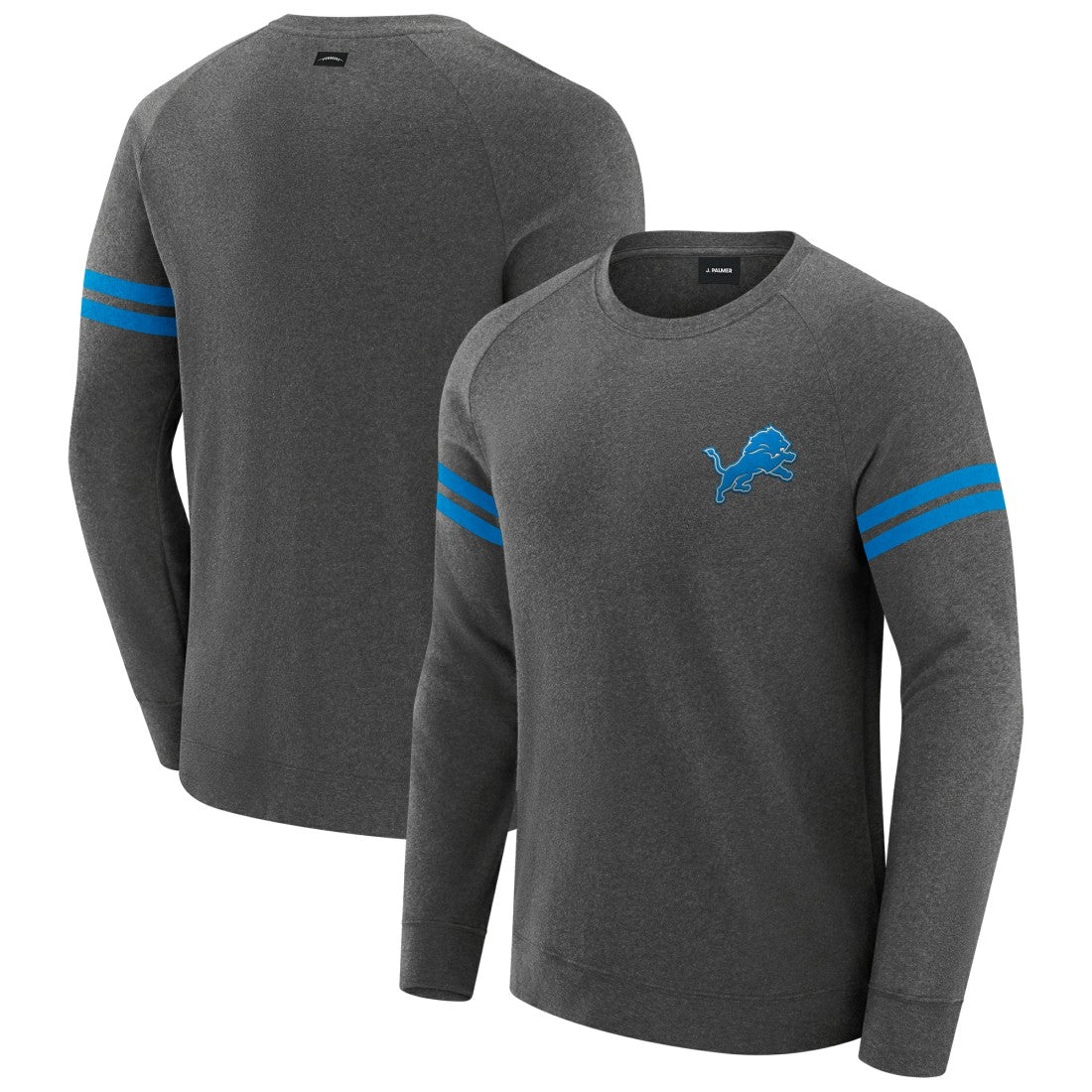 Detroit Lions J. Palmer Players Lounge Raglan Tri-Blend Sweatshirt - Dark Heather Gray - NFL