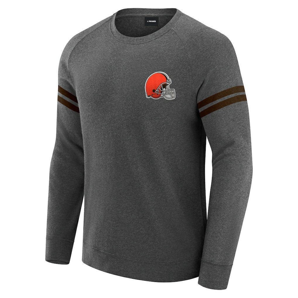 Cleveland Browns J. Palmer Players Lounge Raglan Tri-Blend Sweatshirt - Dark Heather Gray - NFL