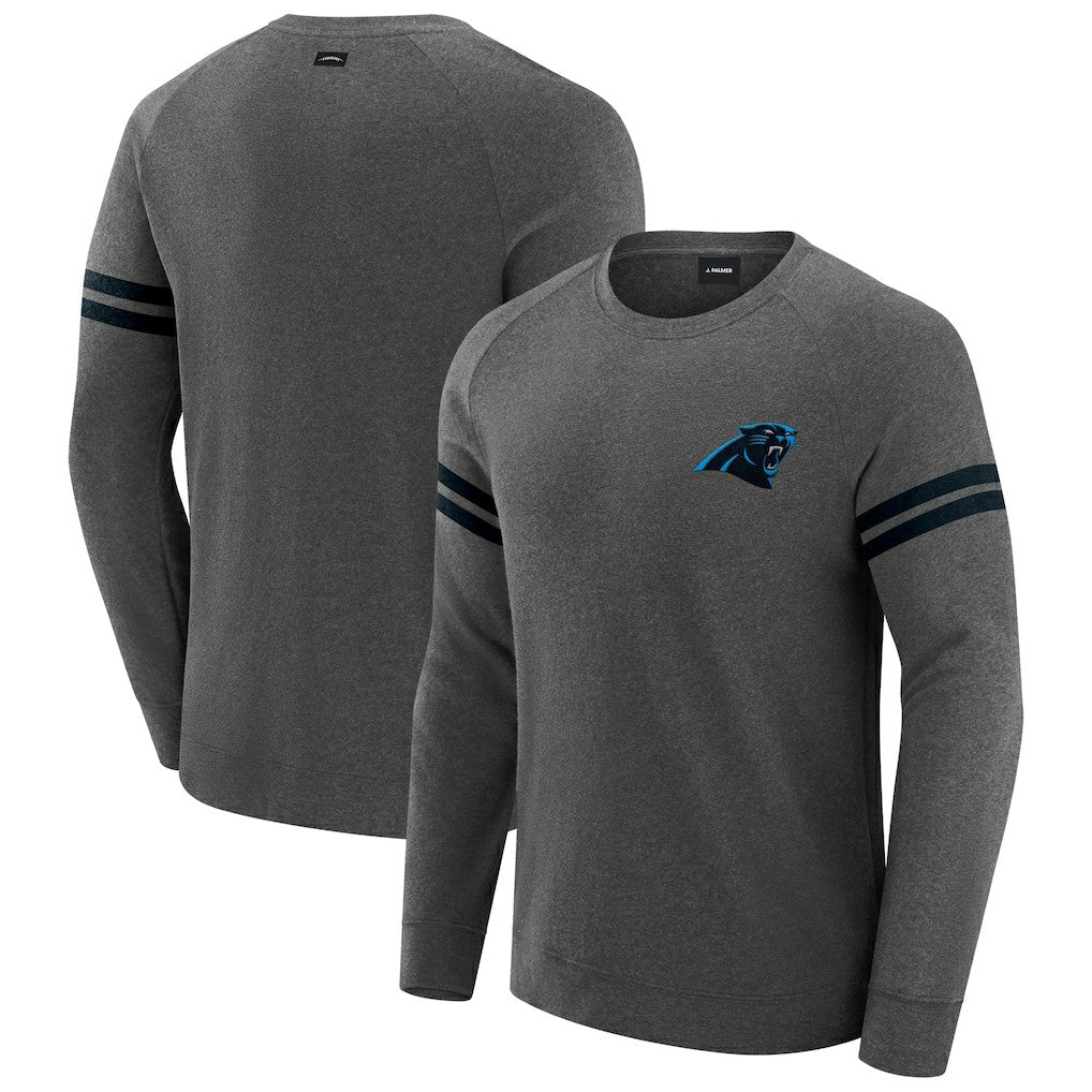 Carolina Panthers J. Palmer Players Lounge Raglan Tri-Blend Sweatshirt - Dark Heather Gray - NFL