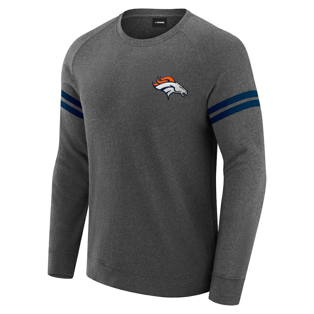 Denver Broncos J. Palmer Players Lounge Raglan Tri-Blend Sweatshirt - Dark Heather Gray - NFL