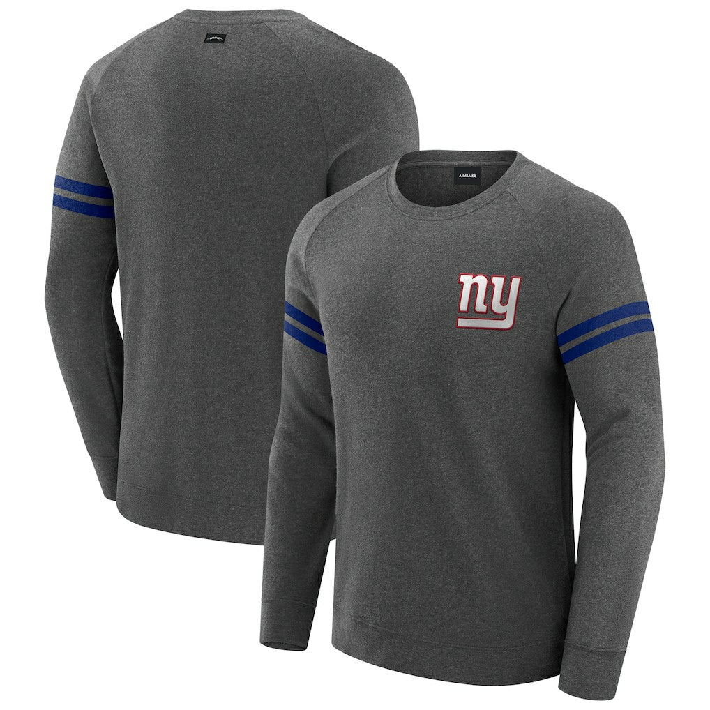 New York Giants J. Palmer Players Lounge Raglan Tri-Blend Sweatshirt - Dark Heather Gray - NFL