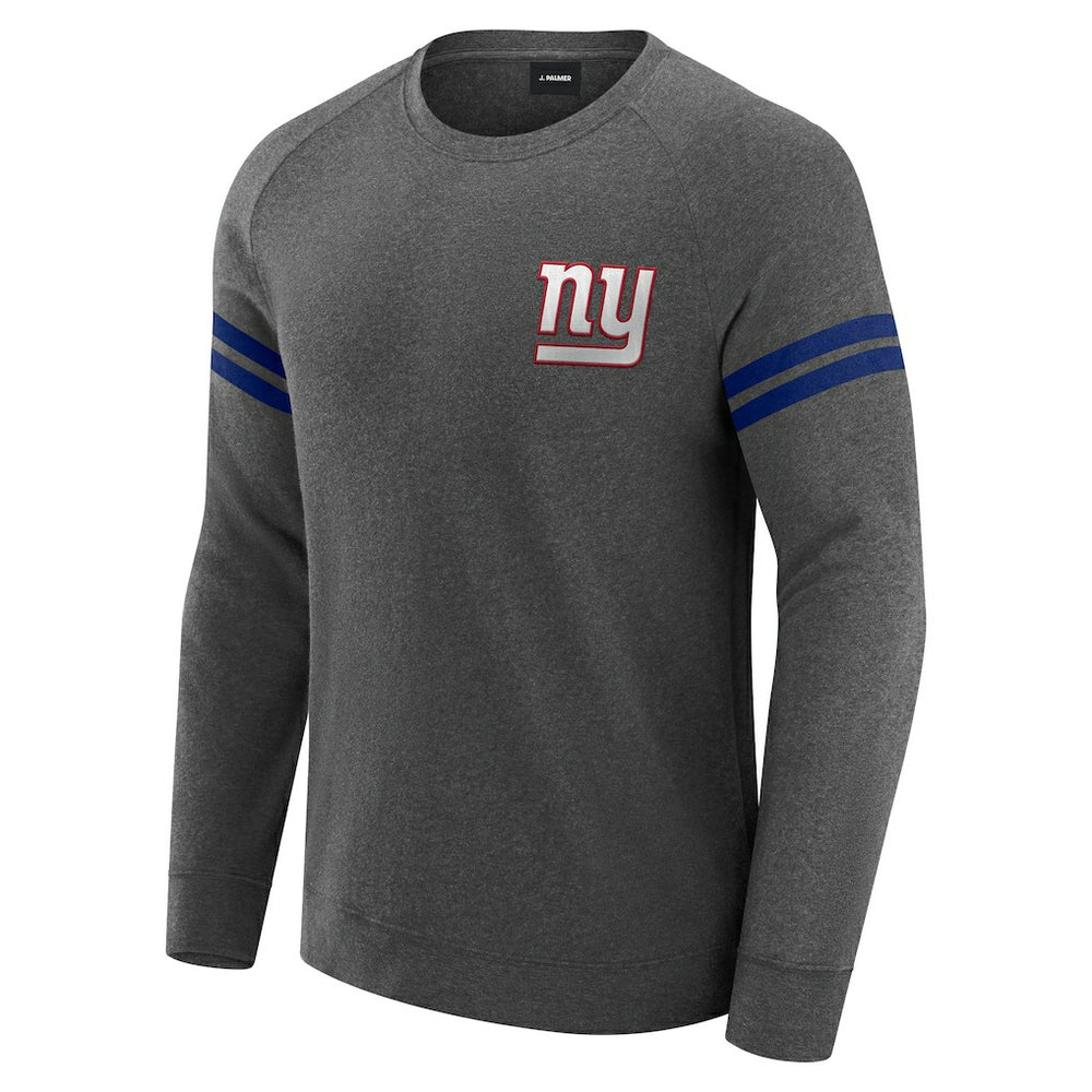 New York Giants J. Palmer Players Lounge Raglan Tri-Blend Sweatshirt - Dark Heather Gray - NFL