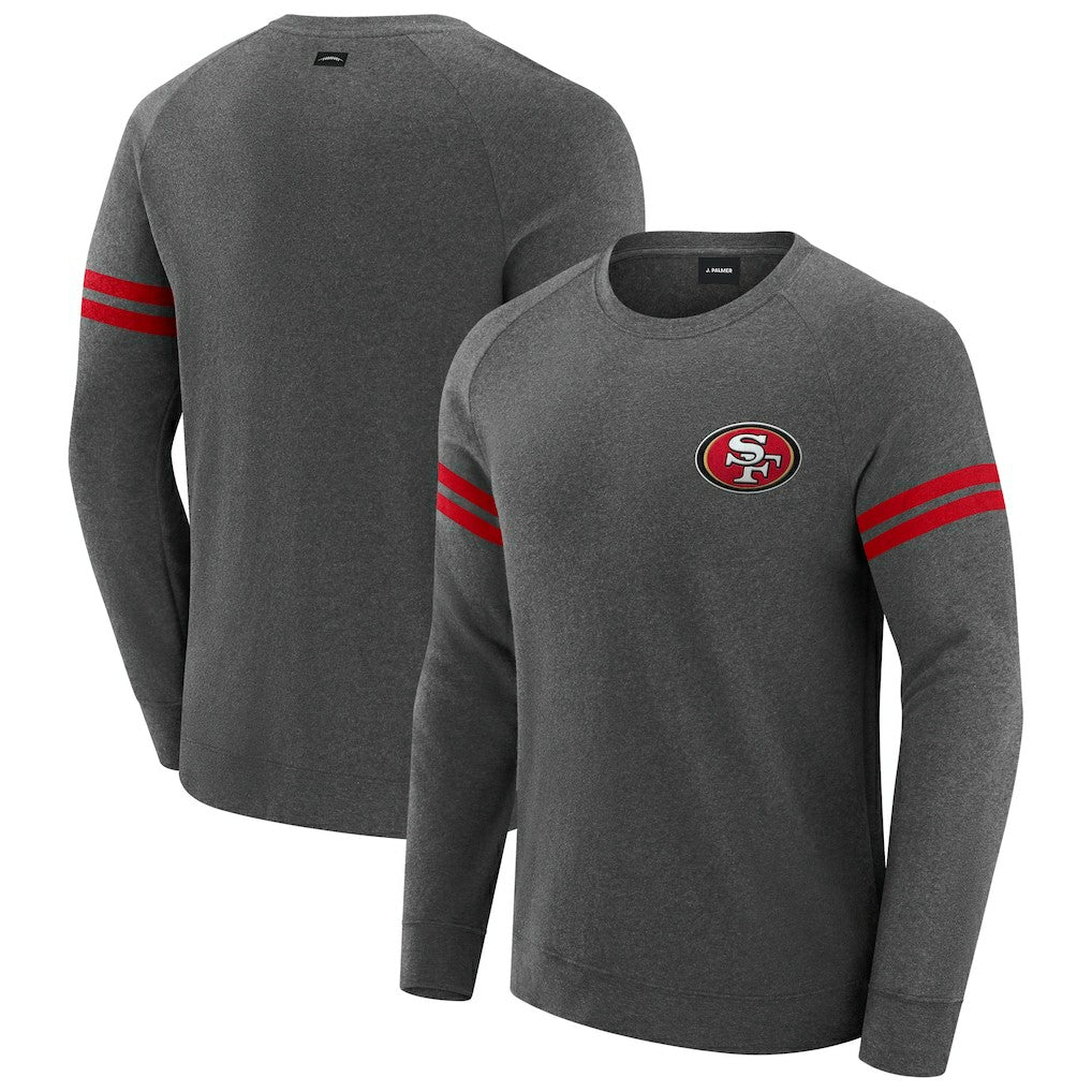 San Francisco 49ers J. Palmer Players Lounge Raglan Tri-Blend Sweatshirt - Dark Heather Gray - NFL