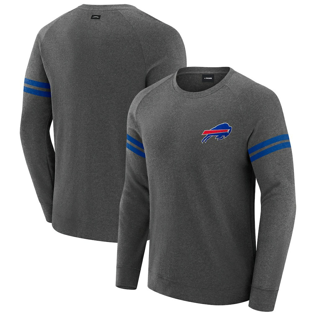 Buffalo Bills J. Palmer Players Lounge Raglan Tri-Blend Sweatshirt - Dark Heather Gray - NFL