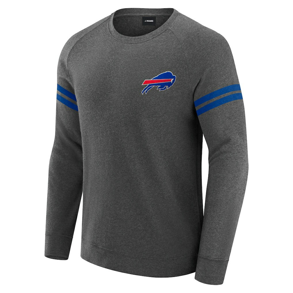 Buffalo Bills J. Palmer Players Lounge Raglan Tri-Blend Sweatshirt - Dark Heather Gray - NFL