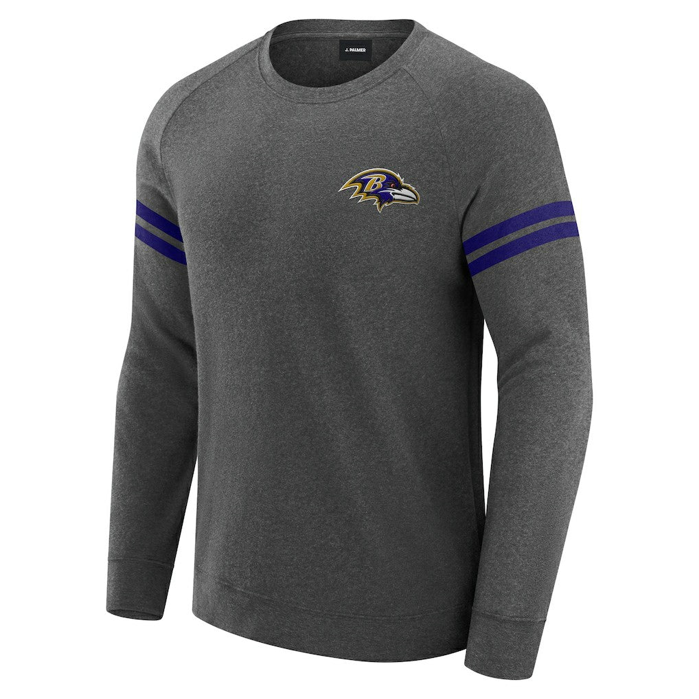 Baltimore Ravens J. Palmer Players Lounge Raglan Tri-Blend Sweatshirt - Dark Heather Gray - NFL
