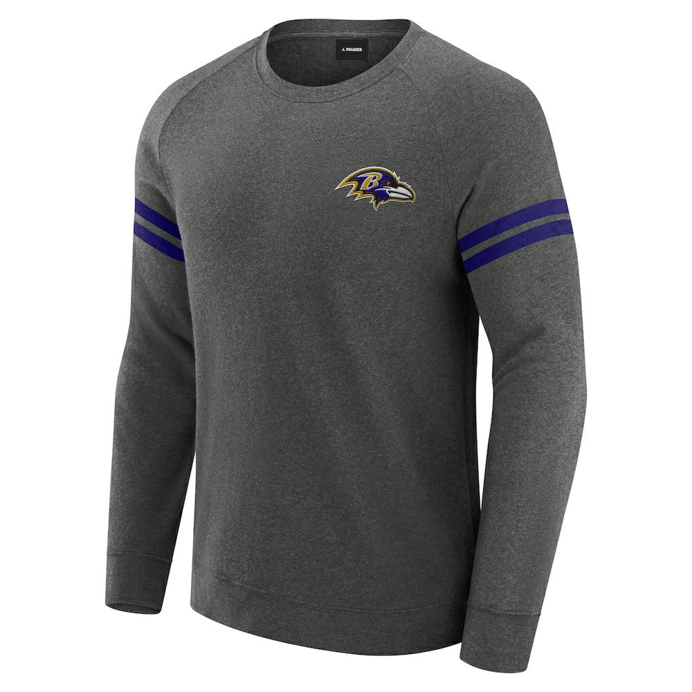 Baltimore Ravens J. Palmer Players Lounge Raglan Tri-Blend Sweatshirt - Dark Heather Gray - NFL