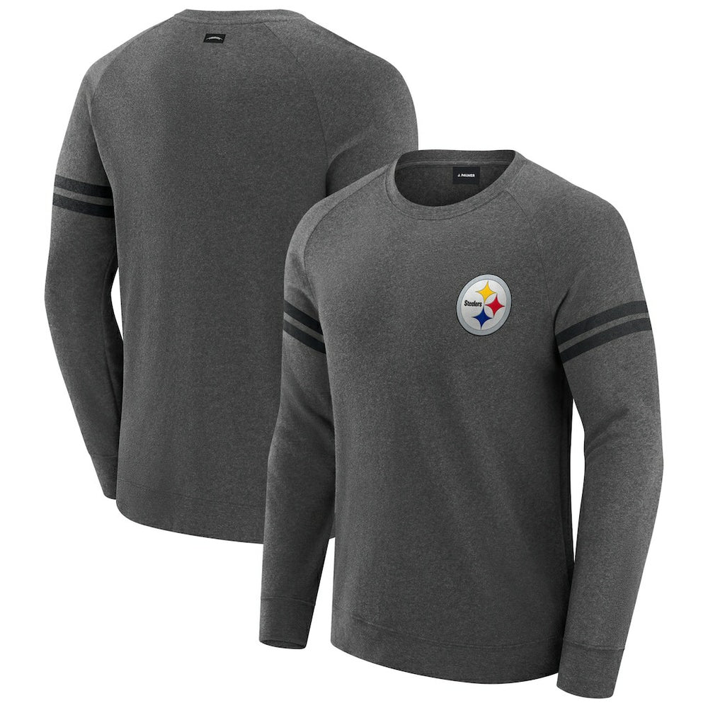 Pittsburgh Steelers J. Palmer Players Lounge Raglan Tri-Blend Sweatshirt - Dark Heather Gray - NFL