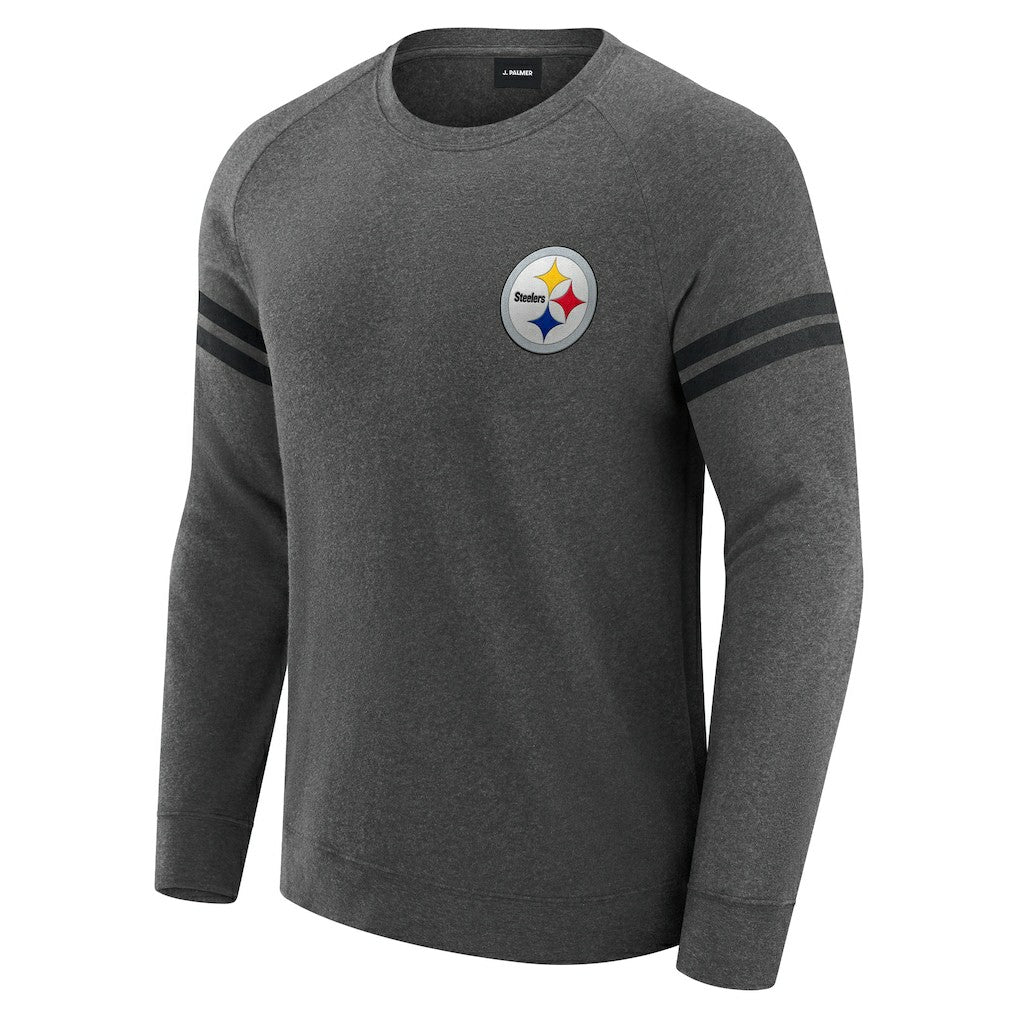 Pittsburgh Steelers J. Palmer Players Lounge Raglan Tri-Blend Sweatshirt - Dark Heather Gray - NFL