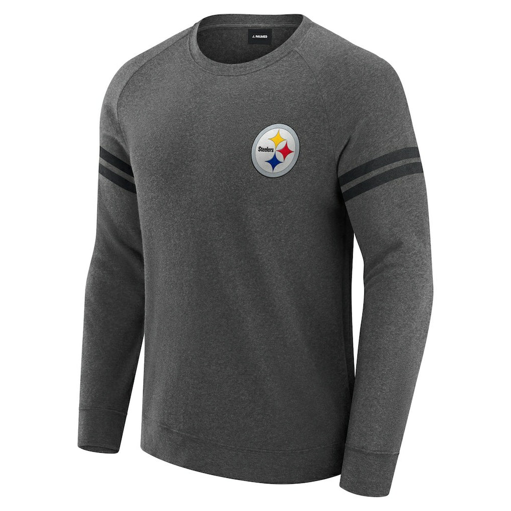 Pittsburgh Steelers J. Palmer Players Lounge Raglan Tri-Blend Sweatshirt - Dark Heather Gray - NFL