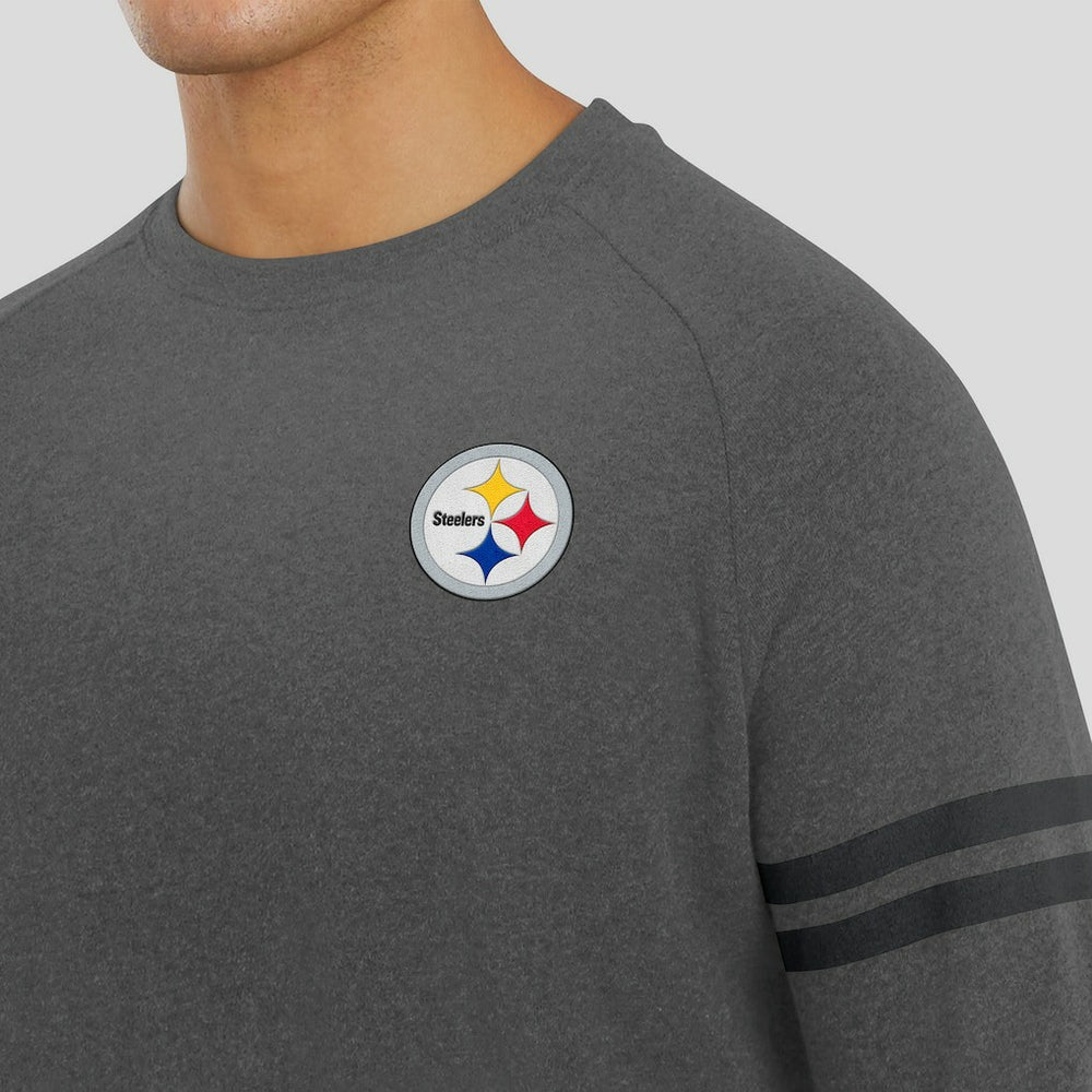 Pittsburgh Steelers J. Palmer Players Lounge Raglan Tri-Blend Sweatshirt - Dark Heather Gray - NFL