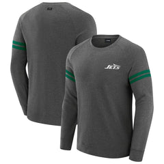 New York Jets J. Palmer Players Lounge Raglan Tri-Blend Sweatshirt - Dark Heather Gray - NFL
