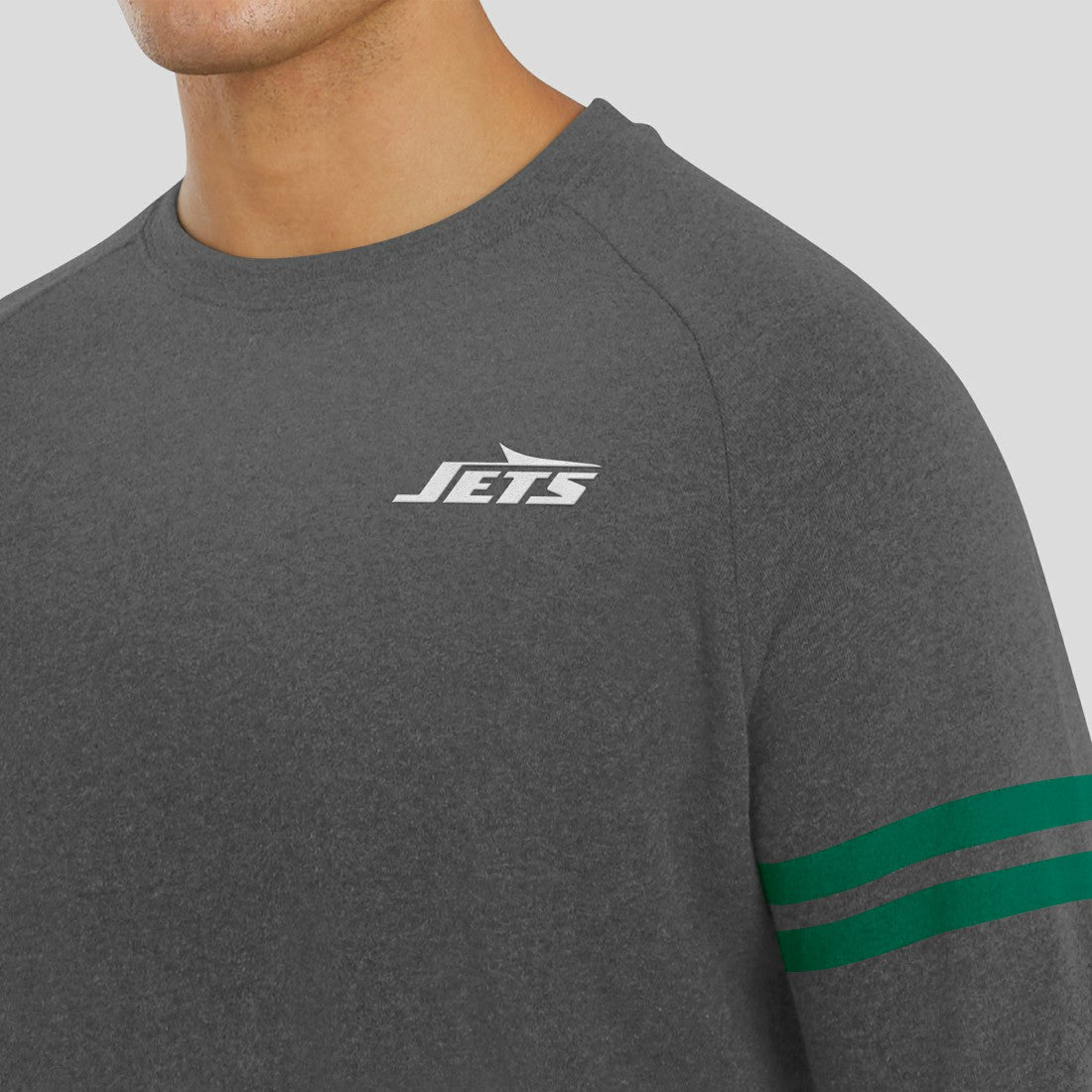 New York Jets J. Palmer Players Lounge Raglan Tri-Blend Sweatshirt - Dark Heather Gray - NFL