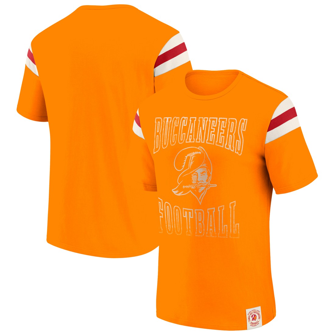 Tampa Bay Buccaneers Darius Rucker Collection Distressed Throwback Shoulder Stripe T-Shirt - Orange - Fanatics