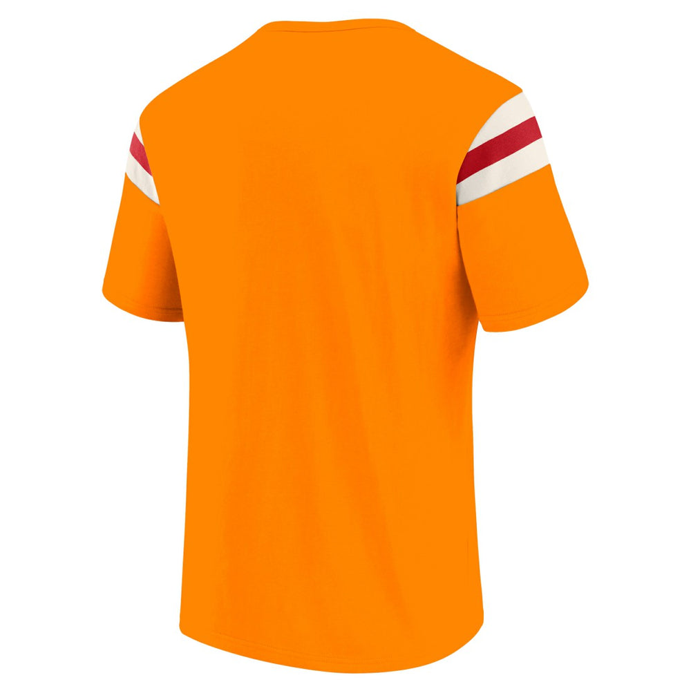 Tampa Bay Buccaneers Darius Rucker Collection Distressed Throwback Shoulder Stripe T-Shirt - Orange - Fanatics