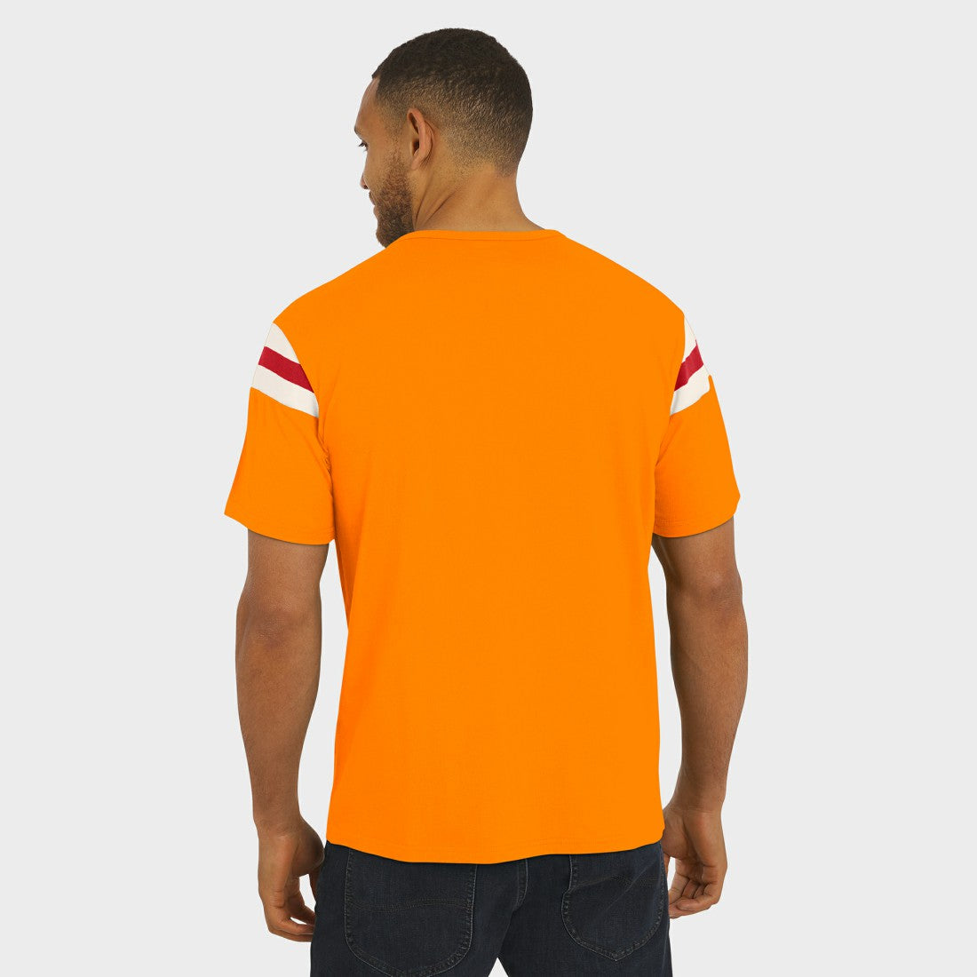 Tampa Bay Buccaneers Darius Rucker Collection Distressed Throwback Shoulder Stripe T-Shirt - Orange - Fanatics