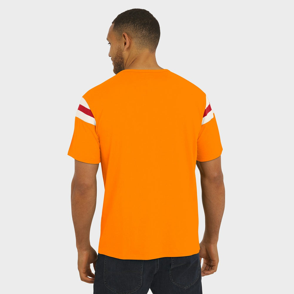 Tampa Bay Buccaneers Darius Rucker Collection Distressed Throwback Shoulder Stripe T-Shirt - Orange - Fanatics