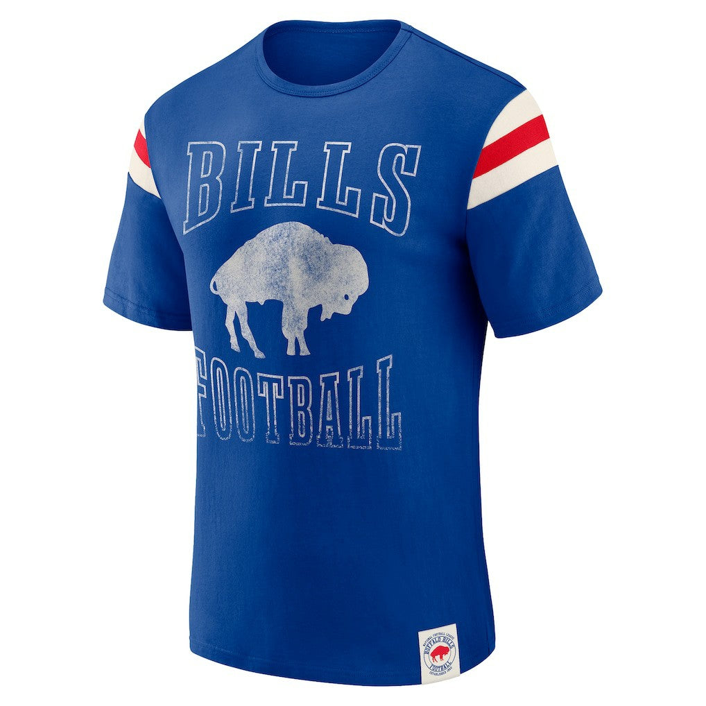 Buffalo Bills Darius Rucker Collection Distressed Throwback Shoulder Stripe T-Shirt - Royal - Fanatics