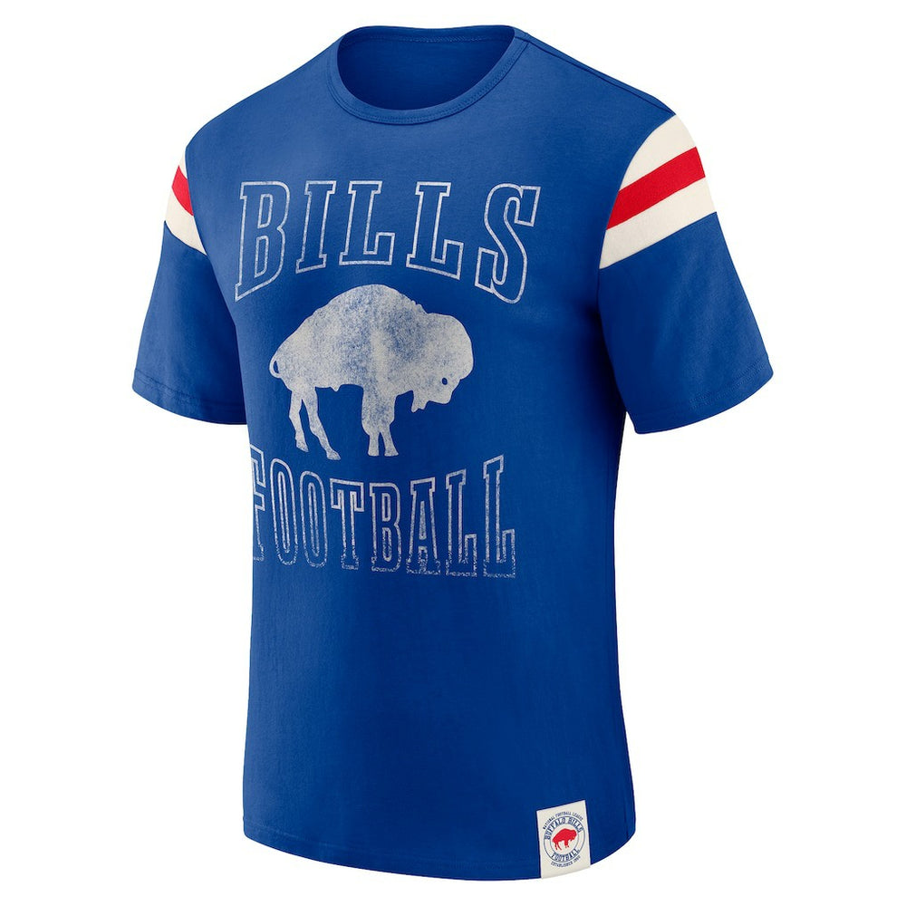 Buffalo Bills Darius Rucker Collection Distressed Throwback Shoulder Stripe T-Shirt - Royal - Fanatics