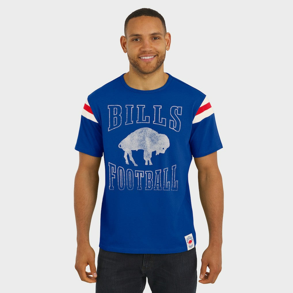 Buffalo Bills Darius Rucker Collection Distressed Throwback Shoulder Stripe T-Shirt - Royal - Fanatics