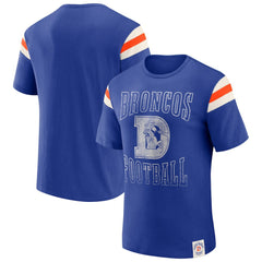 Denver Broncos Darius Rucker Collection Distressed Throwback Shoulder Stripe T-Shirt - Royal - Fanatics