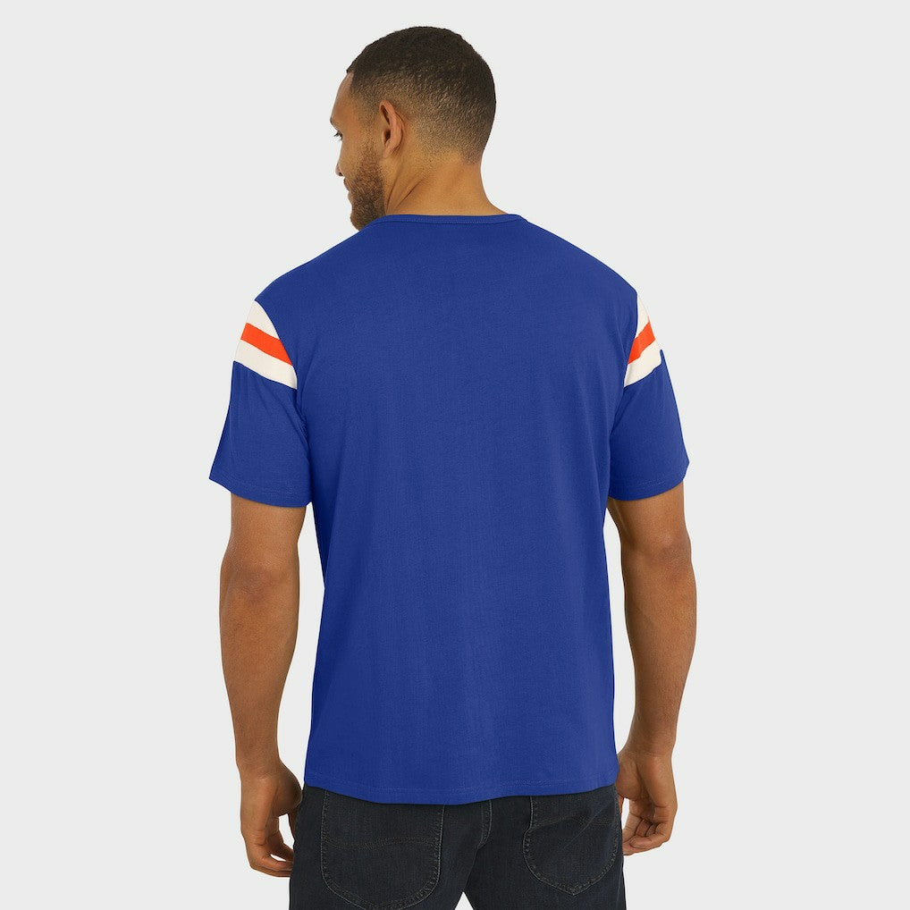 Denver Broncos Darius Rucker Collection Distressed Throwback Shoulder Stripe T-Shirt - Royal - Fanatics