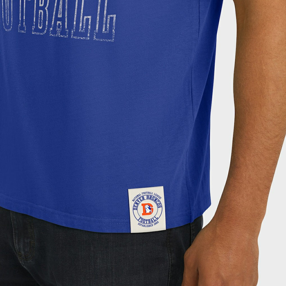 Denver Broncos Darius Rucker Collection Distressed Throwback Shoulder Stripe T-Shirt - Royal - Fanatics