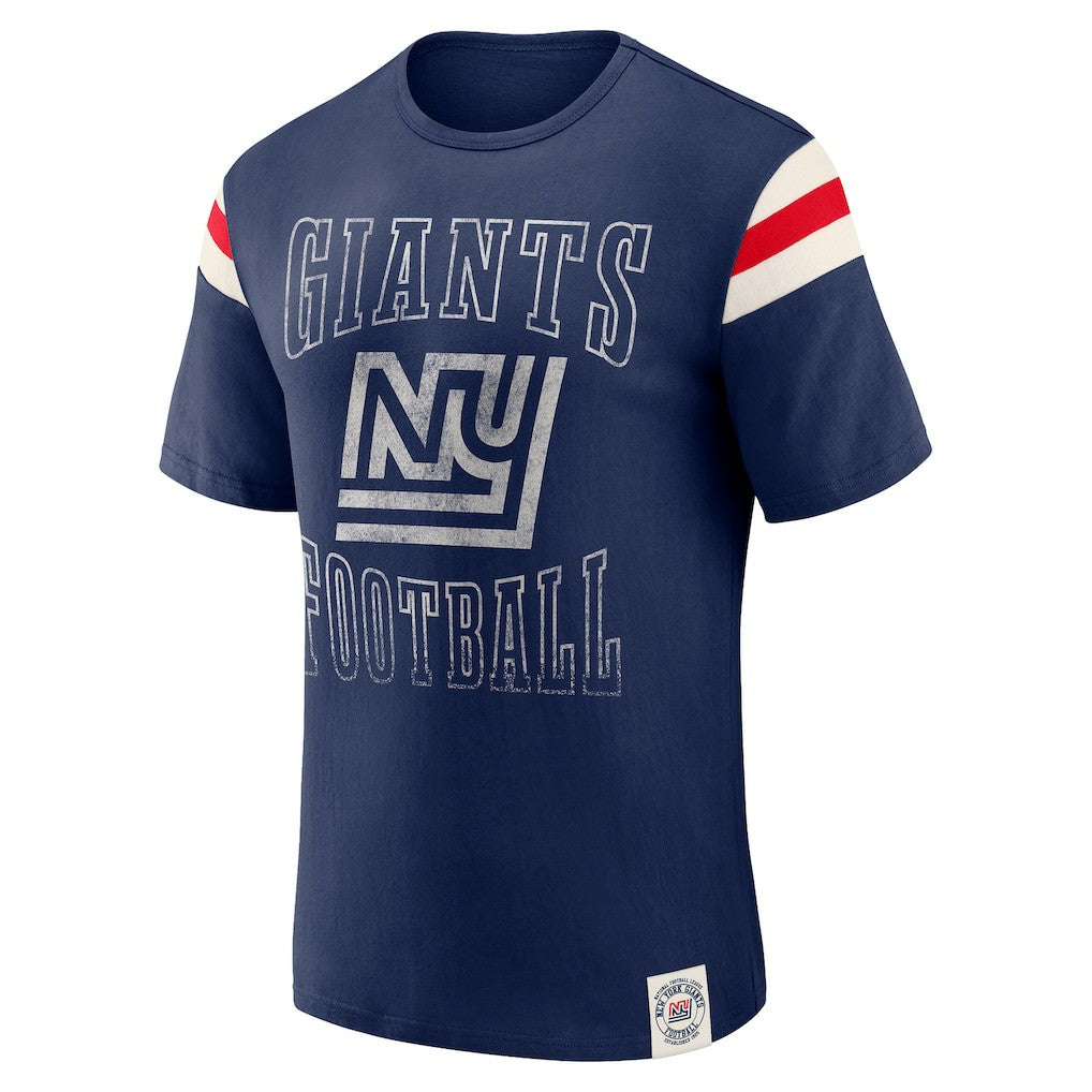 New York Giants Darius Rucker Collection Distressed Throwback Shoulder Stripe T-Shirt - Royal - Fanatics