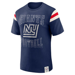 New York Giants Darius Rucker Collection Distressed Throwback Shoulder Stripe T-Shirt - Royal - Fanatics
