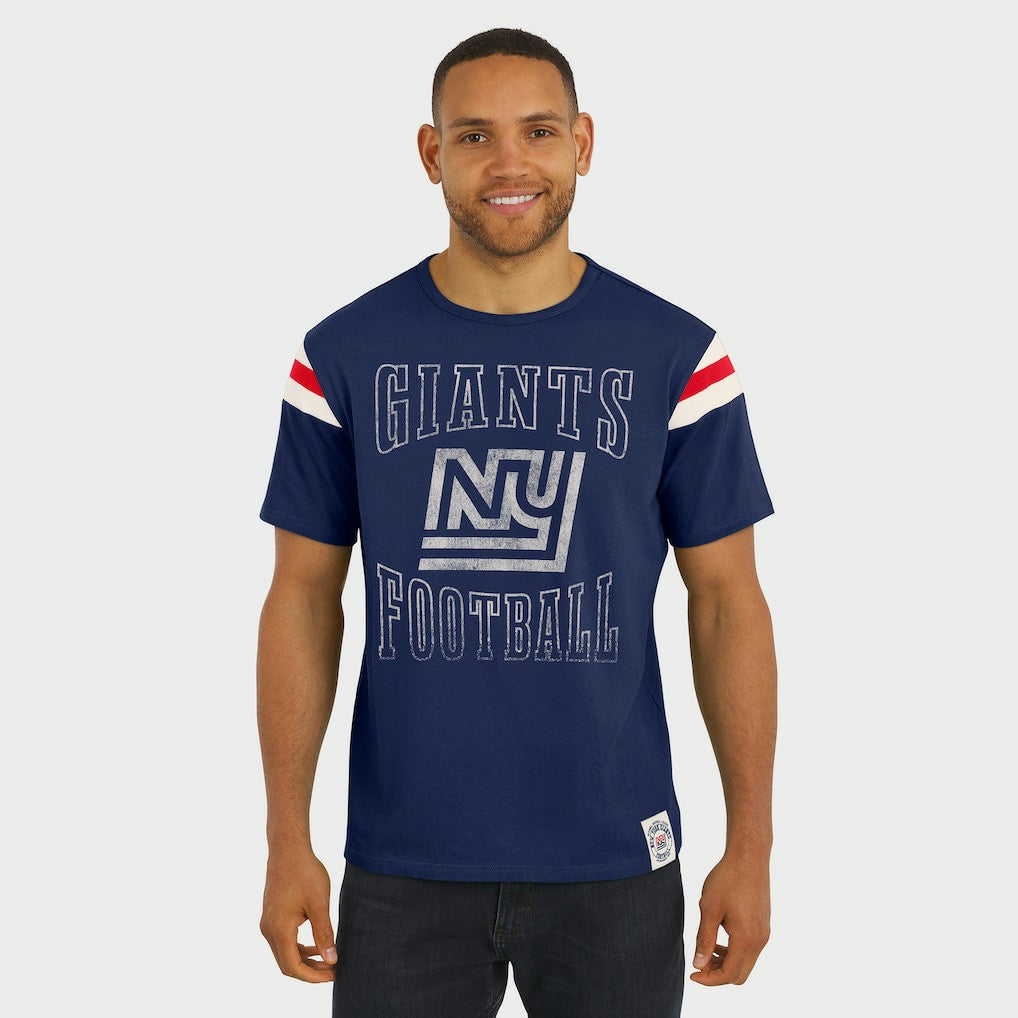 New York Giants Darius Rucker Collection Distressed Throwback Shoulder Stripe T-Shirt - Royal - Fanatics