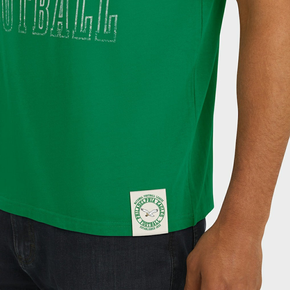 Philadelphia Eagles Darius Rucker Collection Distressed Throwback Shoulder Stripe T-Shirt - Kelly Green - Fanatics