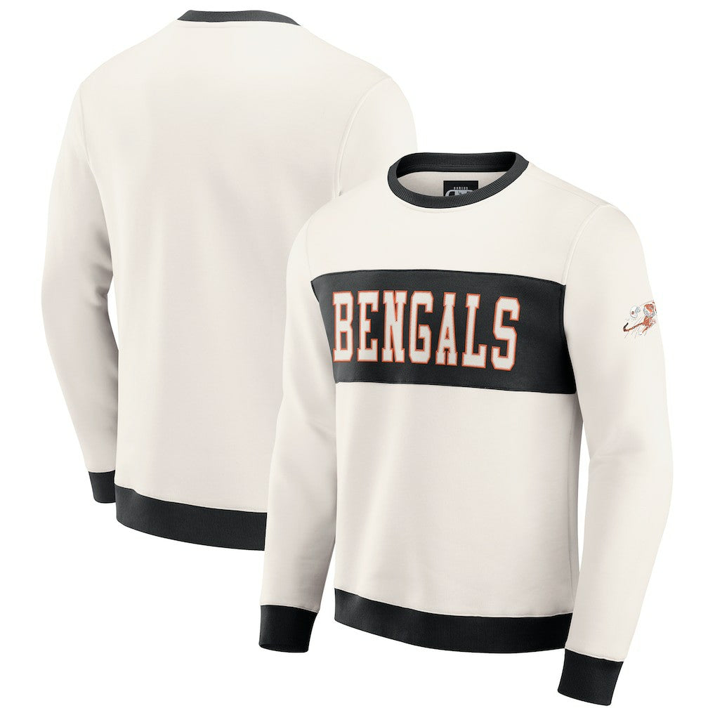 Cincinnati Bengals Darius Rucker Collection Colorblock Pullover Sweatshirt - Cream - Fanatics