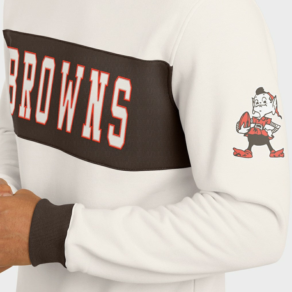 Cleveland Browns Darius Rucker Collection Colorblock Pullover Sweatshirt - Cream - Fanatics