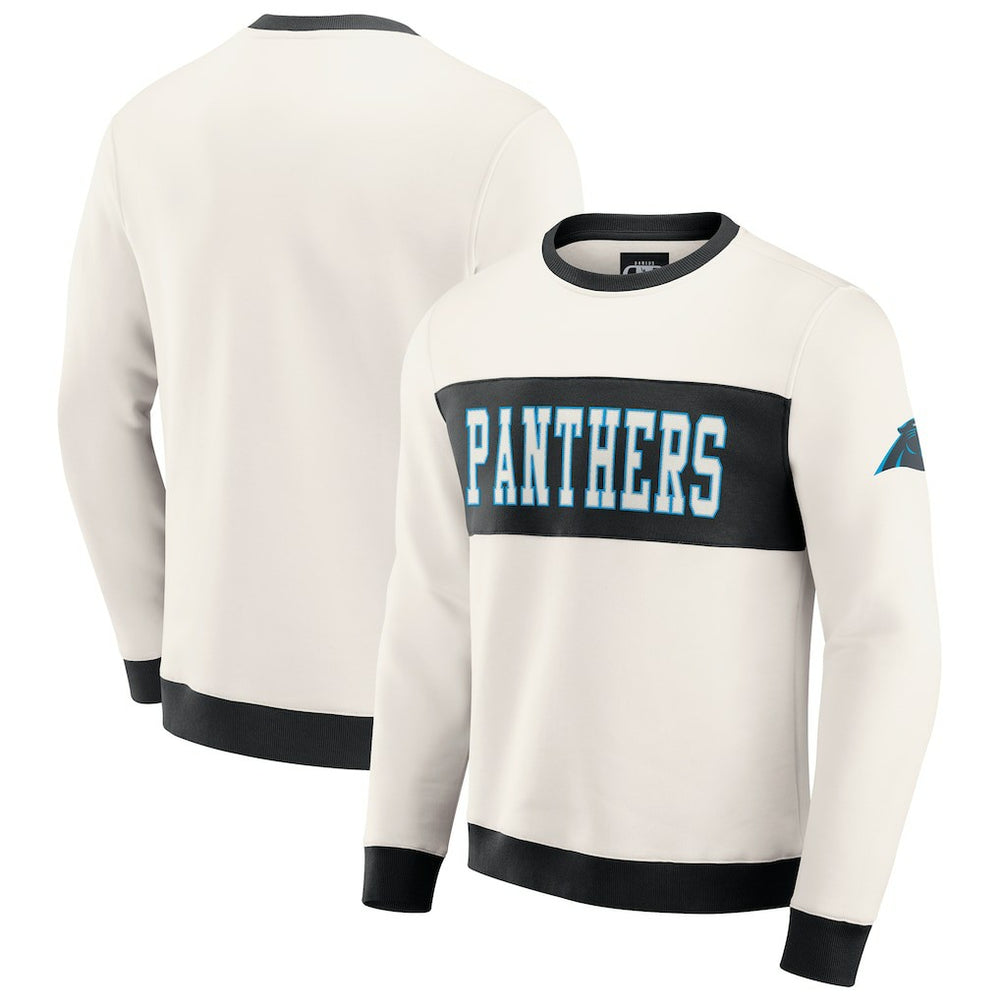Carolina Panthers Darius Rucker Collection Colorblock Pullover Sweatshirt - Cream - Fanatics