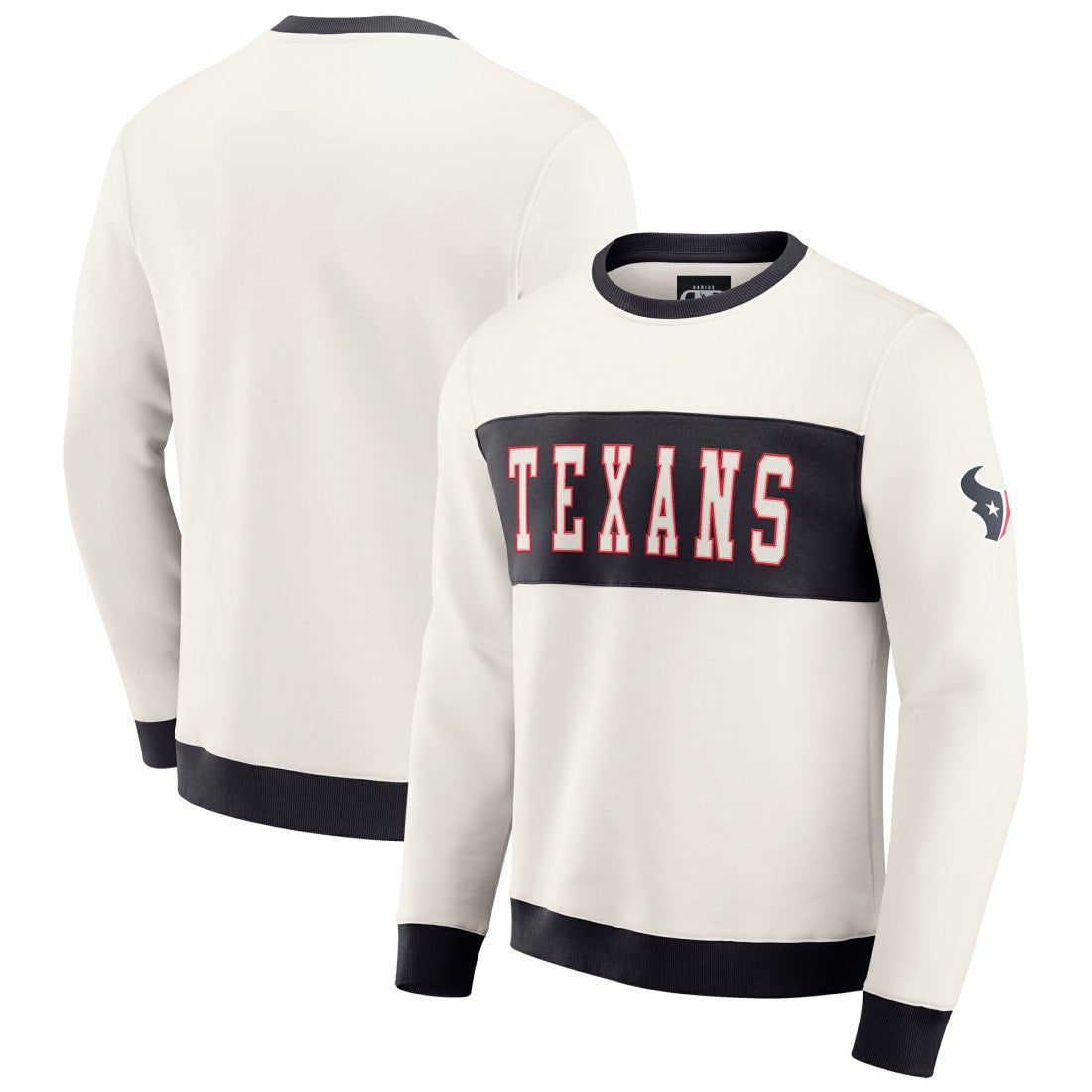 Houston Texans Darius Rucker Collection Colorblock Pullover Sweatshirt - Cream - Fanatics