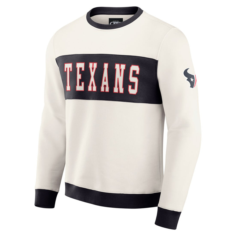 Houston Texans Darius Rucker Collection Colorblock Pullover Sweatshirt - Cream - Fanatics