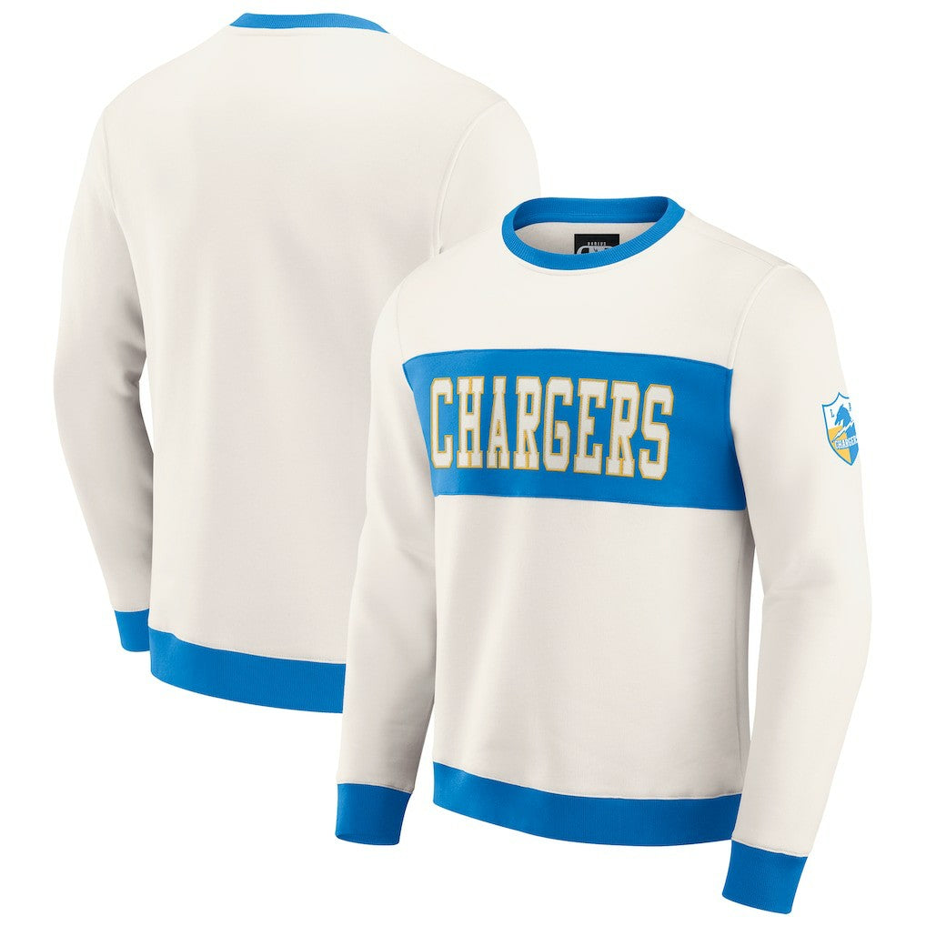 Los Angeles Chargers Darius Rucker Collection Colorblock Pullover Sweatshirt - Cream - Fanatics