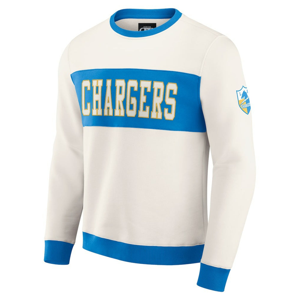 Los Angeles Chargers Darius Rucker Collection Colorblock Pullover Sweatshirt - Cream - Fanatics