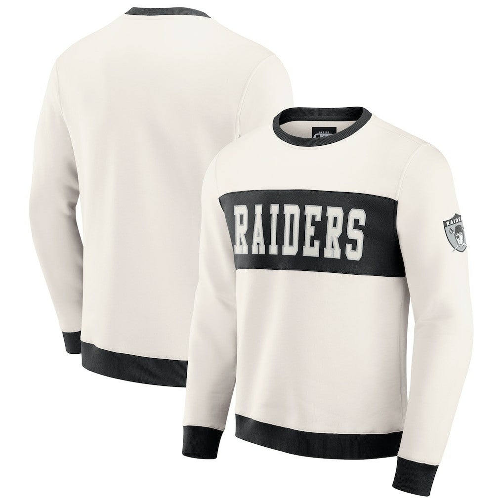 Las Vegas Raiders Darius Rucker Collection Colorblock Pullover Sweatshirt - Cream - Fanatics