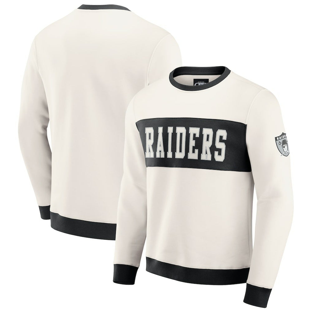 Las Vegas Raiders Darius Rucker Collection Colorblock Pullover Sweatshirt - Cream - Fanatics
